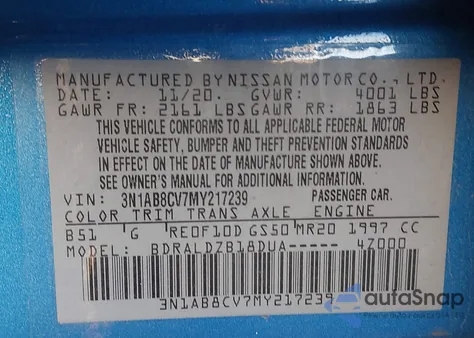 2021 Nissan Sentra Sv Xtronic Cvt from USA, damaged, VIN 3N1AB8CV7MY217239